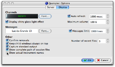 qsampler display options